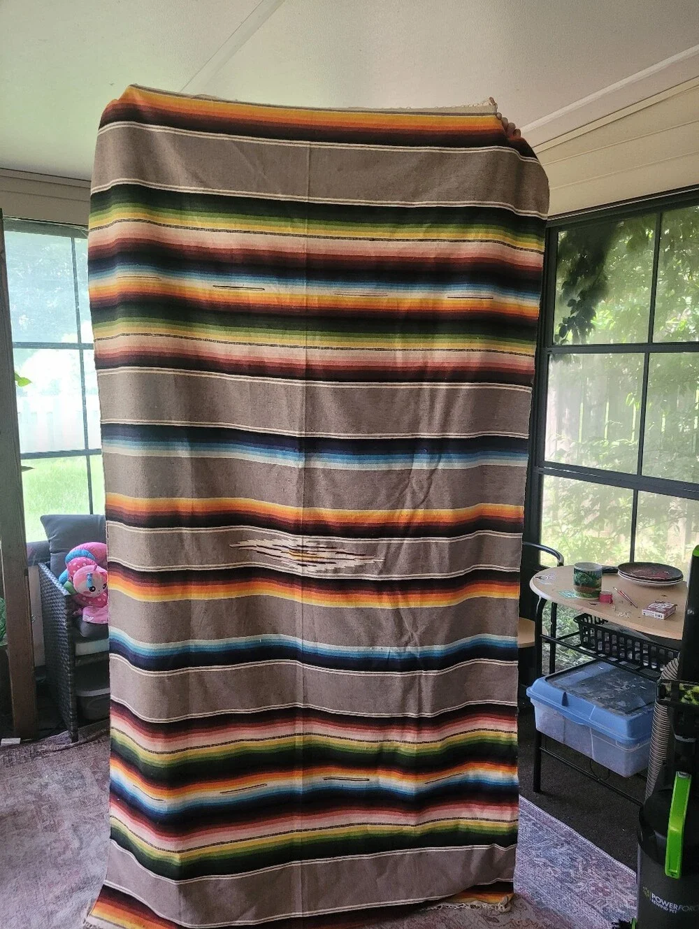 Vintage Mexican Serape Blanket 5X7FT